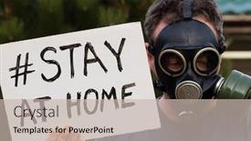  Presentation with isolation - PPT theme having man-in-a-gas-mask background and a soft green colored foreground