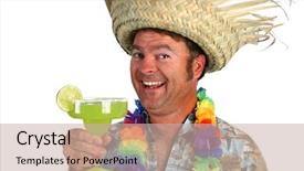  Presentation with hawaiian party - Slide deck having man in a hawaiian shirt background and a soft green colored foreground