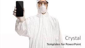  Presentation with hazmat - Theme featuring man-in-a-hazmat-suit background and a white colored foreground