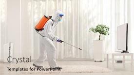  Presentation with hazmat - Colorful theme enhanced with man-in-a-hazmat-suit backdrop and a soft green colored foreground