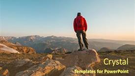  Presentation with hike forest - Presentation theme featuring man-in-a-hike-crossing background and a tawny brown colored foreground