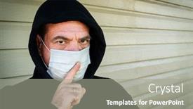  Presentation with fake news - Theme with man-in-a-hood background and a gray colored foreground