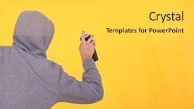  Presentation with spray - PPT theme enhanced with man in a hoodie spray background and a light gray colored foreground