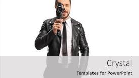  Presentation with recording - Presentation theme consisting of man-in-a-leather-jacker background and a light gray colored foreground
