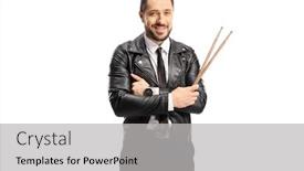  Presentation with pair - Presentation theme featuring man-in-a-leather-jacket background and a light gray colored foreground