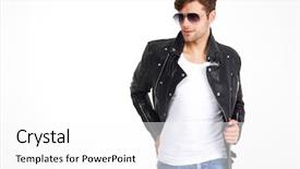  Presentation with leather scrapbook - Slide deck consisting of man in a leather jacket background and a white colored foreground