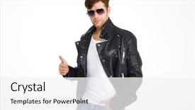  Presentation with leather - Slide set consisting of man in a leather jacket background and a white colored foreground