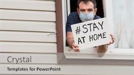  Presentation with isolation - Beautiful PPT theme featuring man-in-a-medical-mask backdrop and a light gray colored foreground