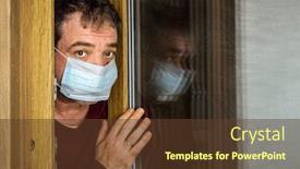  Presentation with man door - Beautiful PPT layouts featuring man-in-a-medical-mask backdrop and a tawny brown colored foreground