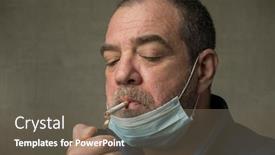  Presentation with cigarette - Cool new slide set with man-in-a-medical-mask backdrop and a dark gray colored foreground