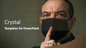  Presentation with fake news - Theme having man-in-a-medical-mask background and a dark gray colored foreground