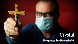  Presentation with medical cross - Cool new PPT theme with man-in-a-medical-mask backdrop and a black colored foreground