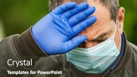  Presentation with medical fever - Colorful presentation theme enhanced with man-in-a-medical-mask backdrop and a tawny brown colored foreground