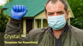  Presentation with medical sign - Presentation theme consisting of man-in-a-medical-mask background and a tawny brown colored foreground