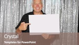  Presentation with blank - Colorful slides enhanced with man in a photo booth backdrop and a coral colored foreground