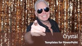  Presentation with white gold - Slide set enhanced with man in a photo booth background and a tawny brown colored foreground