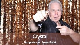  Presentation with white gold - Beautiful PPT theme featuring man in a photo booth backdrop and a tawny brown colored foreground