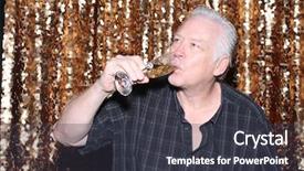  Presentation with champagne gold - Cool new presentation theme with man in a photo booth backdrop and a dark gray colored foreground