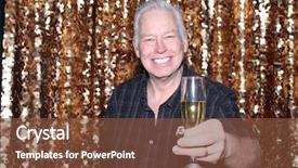  Presentation with champagne gold - PPT theme enhanced with man in a photo booth background and a tawny brown colored foreground
