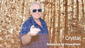 Presentation with sequin - PPT theme with man in a photo booth background and a coral colored foreground