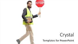  Presentation with greeiting show man - Presentation theme featuring man in a safety background and a white colored foreground