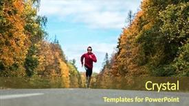  Presentation with adventure sports man - PPT theme with man in a sports uniform background and a tawny brown colored foreground