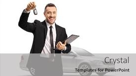  Presentation with brand key - PPT theme enhanced with man-in-a-suit-holding background and a light gray colored foreground