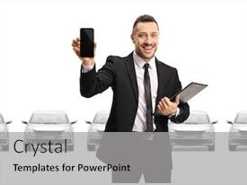Man In A Suit Holding PPT template 58 | CrystalGraphics