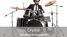  Presentation with drums - Theme with man-in-a-suit-playing background and a gray colored foreground