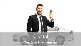  Presentation with keys - Slide deck with man-in-a-suit-showing background and a gray colored foreground