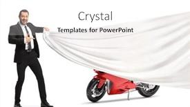  Presentation with motorbike - Theme consisting of man-in-a-suit background and a white colored foreground