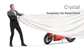  Presentation with racing - Slide deck enhanced with man-in-a-suit background and a white colored foreground