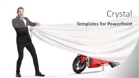  Presentation with motorbike - Presentation theme with man-in-a-suit background and a white colored foreground