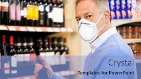  Presentation with supermarket - Presentation design consisting of man-in-a-supermarket-choosing background and a light blue colored foreground