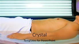  Presentation with bed - Presentation theme enhanced with man in a tanning bed background and a  colored foreground