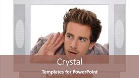  Presentation with television - Slide deck with man-in-a-television-screen background and a coral colored foreground