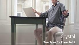  Presentation with video conference - PPT layouts with man-in-a-video-conference background and a gray colored foreground