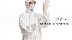  Presentation with medical - PPT theme with man-in-a-white-decontamination background and a white colored foreground