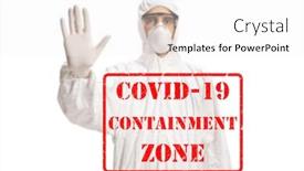  Presentation with hazmat - PPT layouts enhanced with man-in-a-white-hazmat background and a white colored foreground
