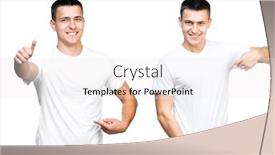  Presentation with design - Cool new theme with man-in-a-white-t backdrop and a sky blue colored foreground