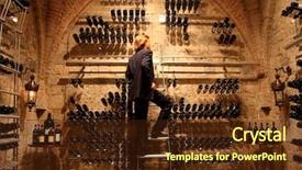  Presentation with cellar - Theme featuring man in a wine cellar background and a tawny brown colored foreground
