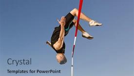  Presentation with high jump - Cool new slides with man-in-action-of-high backdrop and a light blue colored foreground