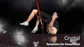  Presentation with high jump - Amazing PPT layouts having man-in-action-of-high backdrop and a wine colored foreground