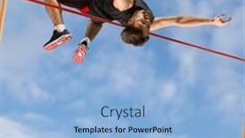  Presentation with high jump - Slide set featuring man-in-action-of-high background and a light blue colored foreground