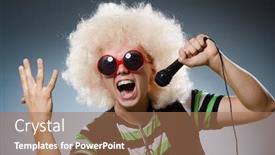  Presentation with mic - Audience pleasing slides consisting of man in afrowig singing with mic backdrop and a coral colored foreground
