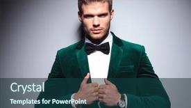  Presentation with tie - Theme enhanced with smiling young man background and a ocean colored foreground