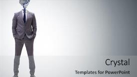  Presentation with artificial intelligence - Audience pleasing presentation theme consisting of man in artificial intelligence concept backdrop and a light gray colored foreground