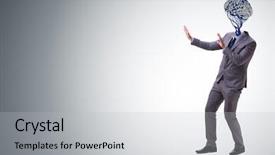  Presentation with artificial intelligence - Cool new slide deck with man in artificial intelligence concept backdrop and a light gray colored foreground