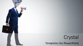  Presentation with artificial intelligence - Presentation theme with man in artificial intelligence concept background and a light gray colored foreground