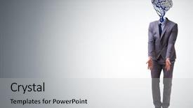  Presentation with artificial intelligence - Amazing slide deck having man in artificial intelligence concept backdrop and a light gray colored foreground